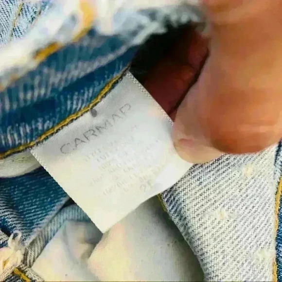 Carmar heavily distressed destroyed straight crop light wash jeans button fly 26 - Picture 16 of 16